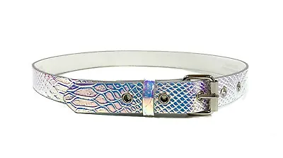 Snake Rainbow Holographic Pride Rave Belt Punk Goth Metal Vegan Funk Plus USA  • $22.99