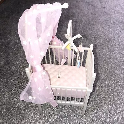 Barbie Bedtime Baby Musical Cot Nursery Mattel 2000 Battery Operated + Parts • £10.50