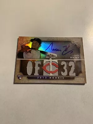 2013 Topps Triple Threads Aaron Hicks Auto/jersey Rookie 55/75 Twins! • $29