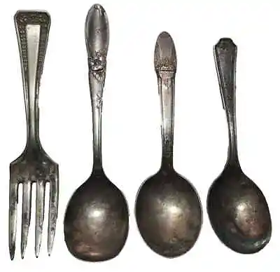 Antique Vintage Baby Fork Spoons 4 Pieces Silveplate Rogers Oneida Community • $3.99