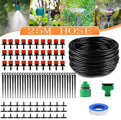 25M Greenhouse Micro Drip Irrigation Kit Automatic Misting Plant Watering System • £14.23