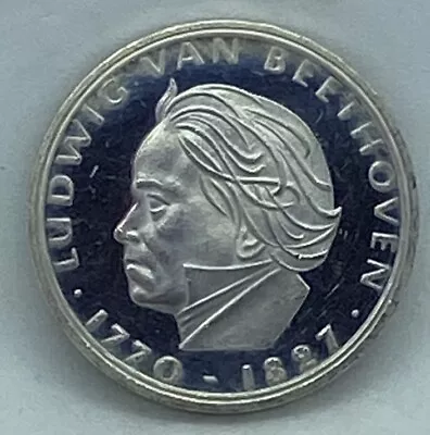 1970 Germany 5 Deutsche Mark Ludwig Van Beethoven - Proof Silver Coin • $20