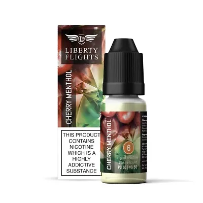 Liberty Flights E Liquid 10ml Cherry Menthol XO Vape Juice 50PG/50VG UK Made • £3.99