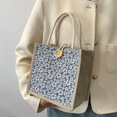 Hand-Carrying Gift Tote Bag Linen Lunch Bag Summer Handbag  Girls • $12.47