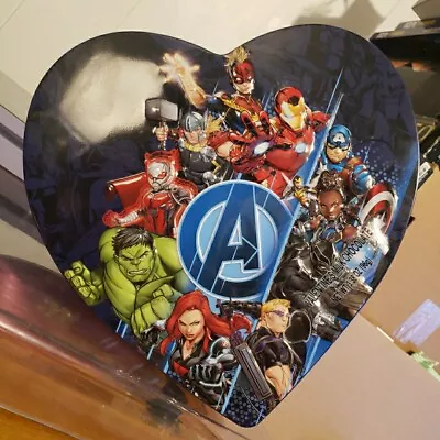 Marvel Avengers Heart Shaped Tin Empty 9  W X 10  H X 1 1/4  D New No Candy  • $8