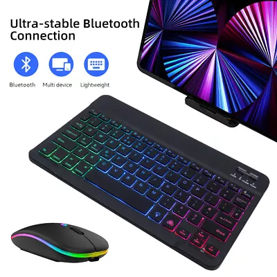 Bluetooth Backlit Keyboard Mouse For Samsung Galaxy Tab A7 A8 S6 Lite S8 Tablet • $28.89