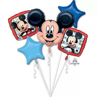 Disney Mickey Mouse Foil Balloon 5pc Bouquet Birthday Party Decorations • £16.99