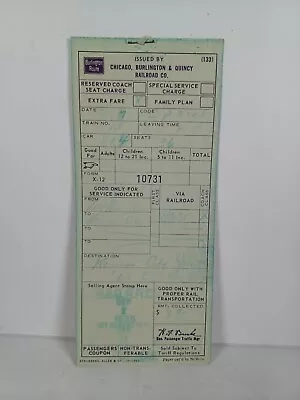 1965 Rare Vintage Train Ticket Coupon  Burlington Route Railroad 10731 • $11.33