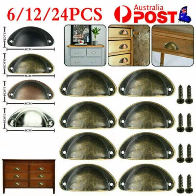 $9.98 • Buy 6-24X Cupboard Door Cabinet Cup Drawer Furniture Retro Antique Pull Shell Handle