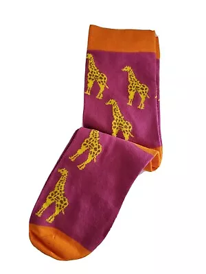 £5.99 • Buy New Ladies Women Orange Purple Giraffe Winter Fashion Socks Funky Gift UK