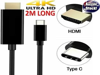 $10.82 • Buy USB C To HDMI Cable USB 3.1 Type C Male To HDMI UHD 4K 2m Cable