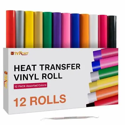 £44.59 • Buy HTV Bundle Rolls Heat Transfer Vinyl 12Pack 12'' X 5FT Iron On Film For T-Shirts