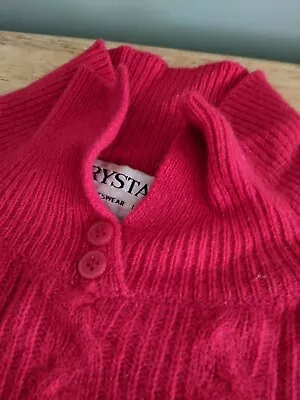 Vintage Crystal Sportswear Sweater Women's Medium Angora Rabbit Lambswool Red • $35