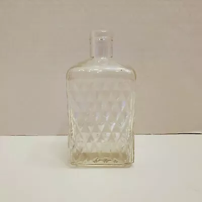 Vintage Alcohol Liquor Decanter Glass Bottle Diamond Pattern Square 3  • $10