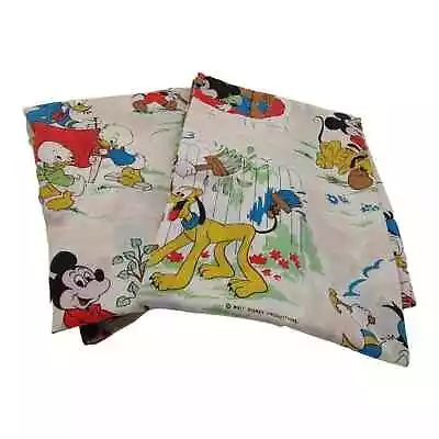 Vintage Fabric Crafts Nursery: Baby Mickey & Friends Disney 2 Curtain Panels • $75