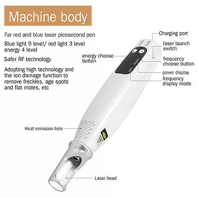 Handheld Picosecond Laser Pen Tattoo Scar Freckle Removal Machine Skin LLV • £41.25