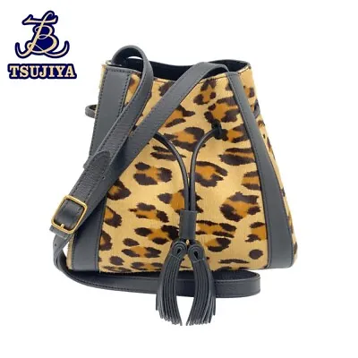Mulberry England Mini Millie Tote Bag Shoulder Bag Draw String Leopard Black • $445.24