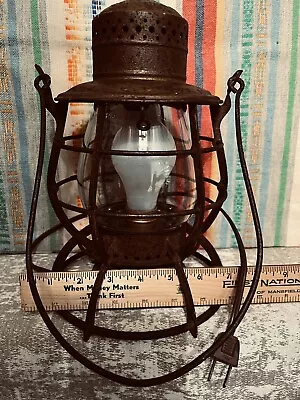 Antique Dietz 39 RR Vulcan New York Railroad Lantern Electric Table Lamp • $58