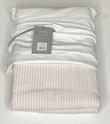 Restoration Hardware Heirloom Pinstripe Cotton-Linen Duvet Twin Rose NEW $179 • $99.99