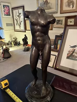 Art Deco Bronze Nude Male Sculpture • $100