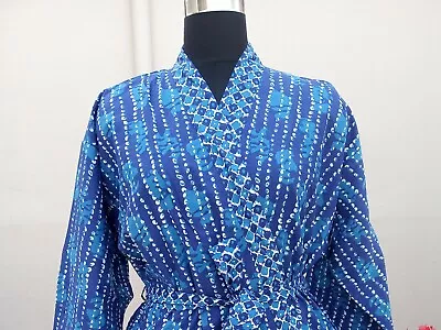 $41.93 • Buy New Handmade Vintage Indigo Kimono Dress Night Gown Kimono Robe Bikini Cover Up