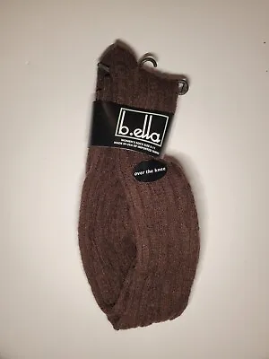 B.ella Over The Knee High Socks Ladies Wool Cashmere Angora Cable Knit Espresso  • $24