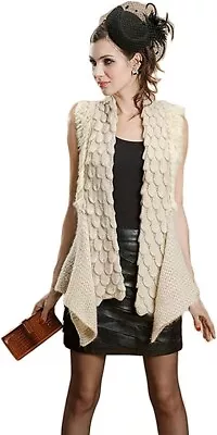 Rabbit & Mohair Knitted Fur Vest - One Size Fits All • $39