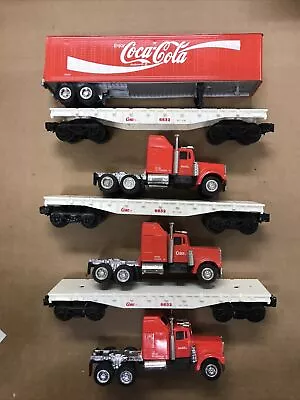 Lot K-Line Coke Coca Cola Heavy Hauler Tractor Trailer W/3 Flatcars O Gauge • $59