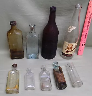 Lot Of 9 Old Dug Glass Bottles Garrett's Virginia Dare/Ekhardt & Becker • $39.95