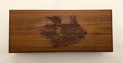 Lazer Carved Walnut 'Loon' Desk Box. Man Cave Cabin Den Lodge • $55