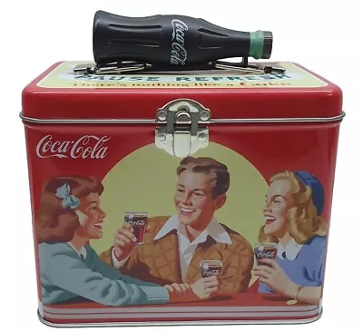 Coca Cola Lunchbox Tin Vintage Style Pause Refresh There's Nothing Like A Coke • $29.95