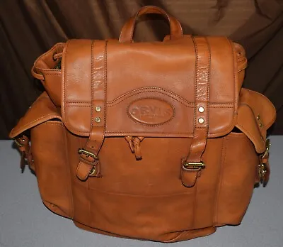 Vintage Orvis Brown Leather Canvas Fishing Backpack Rucksack Camping Outdoors • $499.99