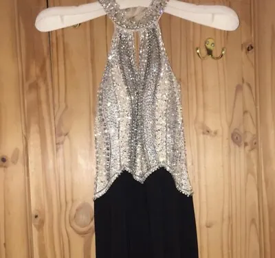 £125 • Buy Black Diamante Prom Dress Size 6 