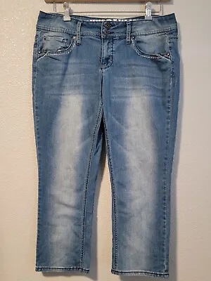 $13.99 • Buy Hydraulic Jeans Womens Size 15/16 Lola Curvy Low Rise Straight Denim Embroided