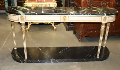 Signed Maison Jansen Verdi Green Marble Creme Painted Gilded Console Sideboard • $24750
