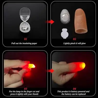 2Pcs Magic Light Up Finger Trick LED Tricks Tool Thumb Props Lights Toys HOT • $10.28