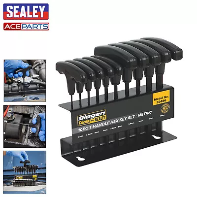 Sealey S0466 10pc Hex Key T Handle Allen Key Allan Hex Key Wrench T Bar And Rack • £14.30