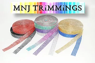 £4.99 • Buy 9 Yards Diamante Effect, Rhinestone Mesh Ribbon Trimming Bridal Craft 