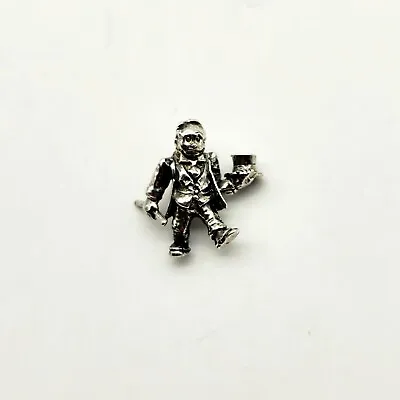 Vintage Walking English Business Man Top Hat & Cane Sterling Silver Charm - 3.5g • $19