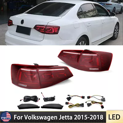 LED Tail Lights For 2015-2018 Volkswagen VW Jetta MK6 Sequential 4pcs Red Lens • $309.99