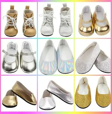 *18  Doll SHOES BOOTS Gold Silver 10% Off Our Generation Baby Born American Girl • £6