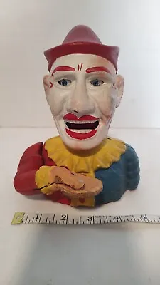 Antique Cast Iron Humpty Dumpty Clown Jester Mechanical Metal Coin Bank Original • $74.99