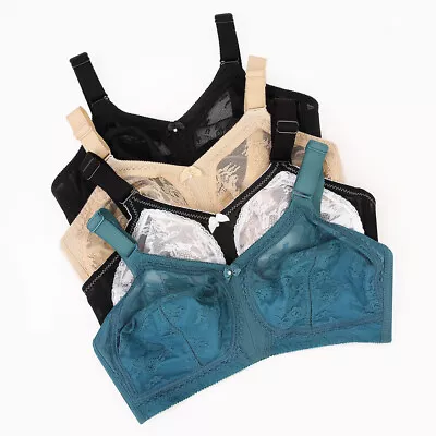 Women's Wirefree Bra Plus Size Minimizer Bra Sleep Unlined Full Coverage Lace BH • $12.98