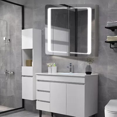 Surface Mount LED Medicine Cabinet Light Bathroom Mirror Shaver Socket Bluetooth • £209.95