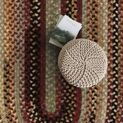 $152 • Buy Capel Rugs Eaton Wool Soft Chenille Braided Country Oval Rug Wineberry 575