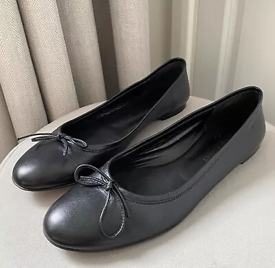 Edina Ronay Leather Ballerina Flats Bow Womens Shoes Size UK 5 EU 38 • £9