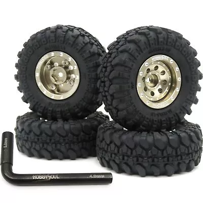 4x RC Adjustable Offset 1.0 Beadlock Wheels And Tires For 1/24 Scx24 1/18 TRX4M • $37.40