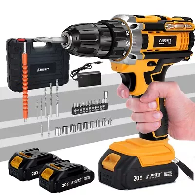 2 Battery 21V Cordless Drill Combi Driver High Power Electric Screwdriver Set UK • £26.26