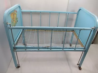 Vintage Doll E Crib By Amsco Light Blue Metal  • $35