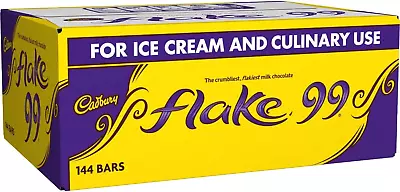 Cadbury Flake 99 Multipack Box 144 Individual Chocolate Bars For Ice Cream Bak • £23.39